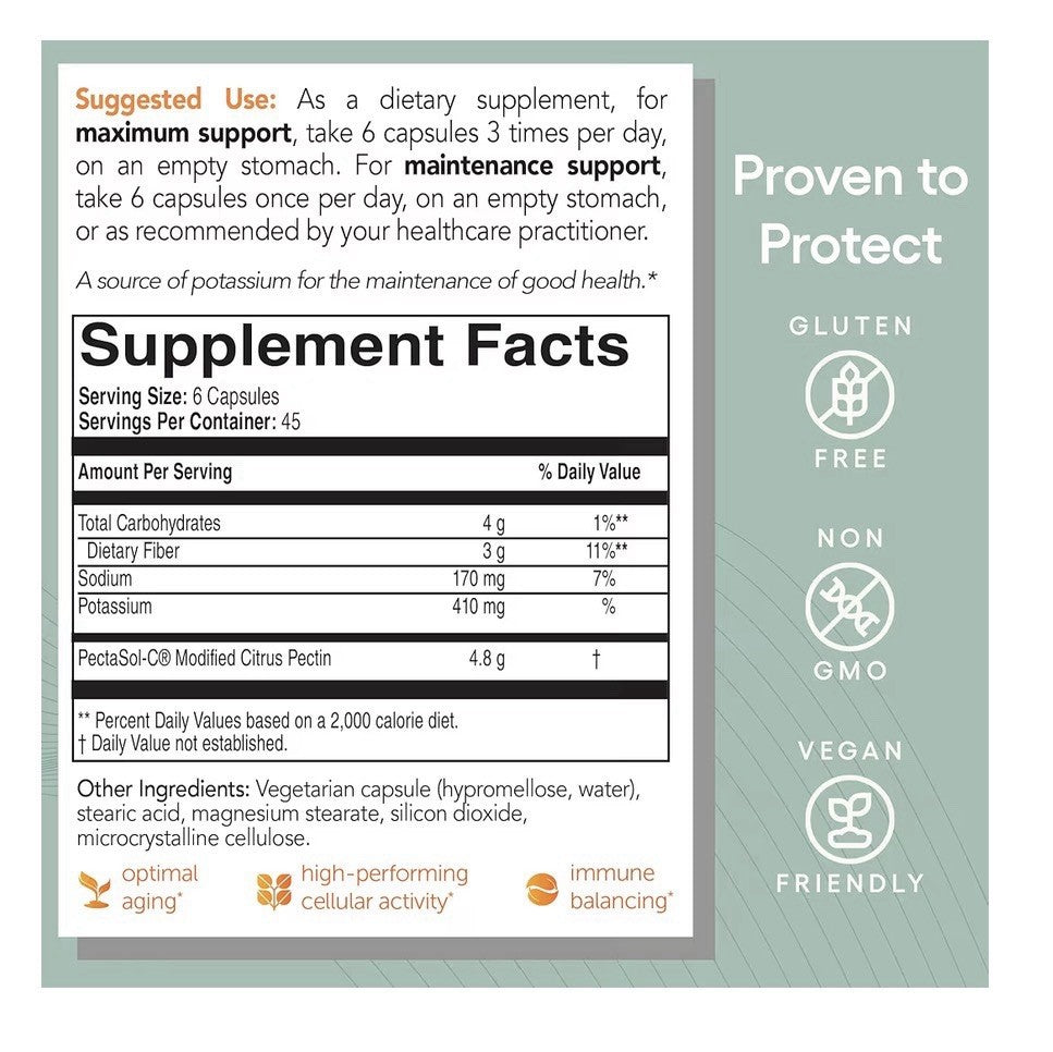 PectaSol Modified Citrus Pectin Total-Body Health Supplement 270 Capsules