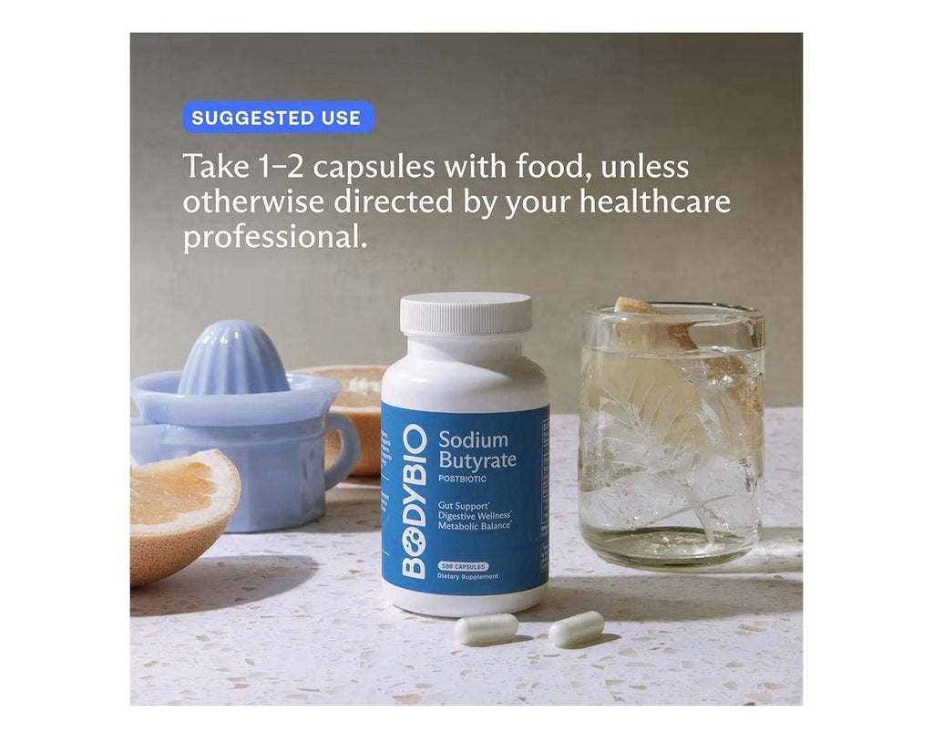 BodyBio Sodium Butyrate Postbiotic Gut Health Digestive Metabolic Balance 60caps
