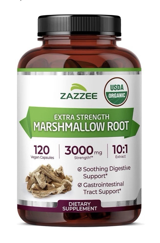 Zazzee Marshmallow Root Digestive Gastrointestinal Support 4 Month Supply 120cap