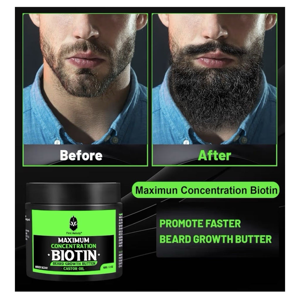 2 Pack First Melody Biotin Beard Growth Butter Castor Oil Promotes Beard Growth