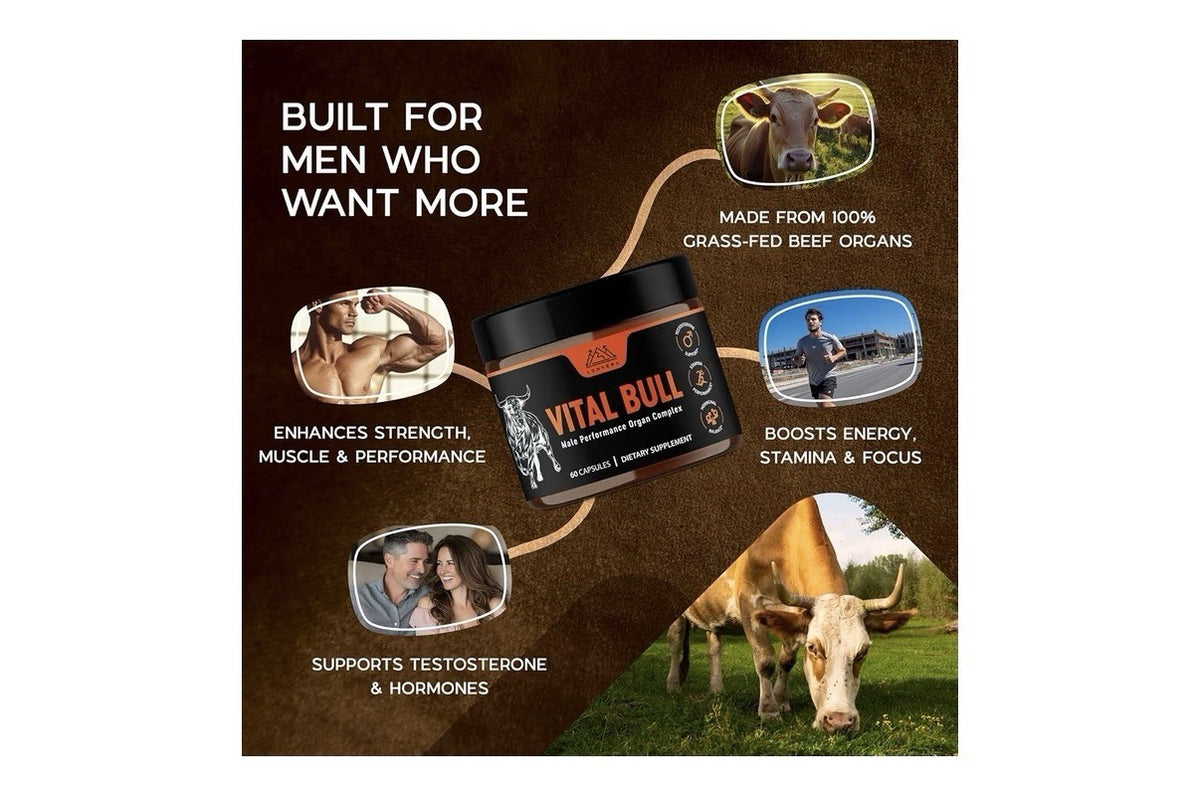 Lonvera Vital Bull Male Performance Beef Organ Grass Fed For Men 60 Capsules
