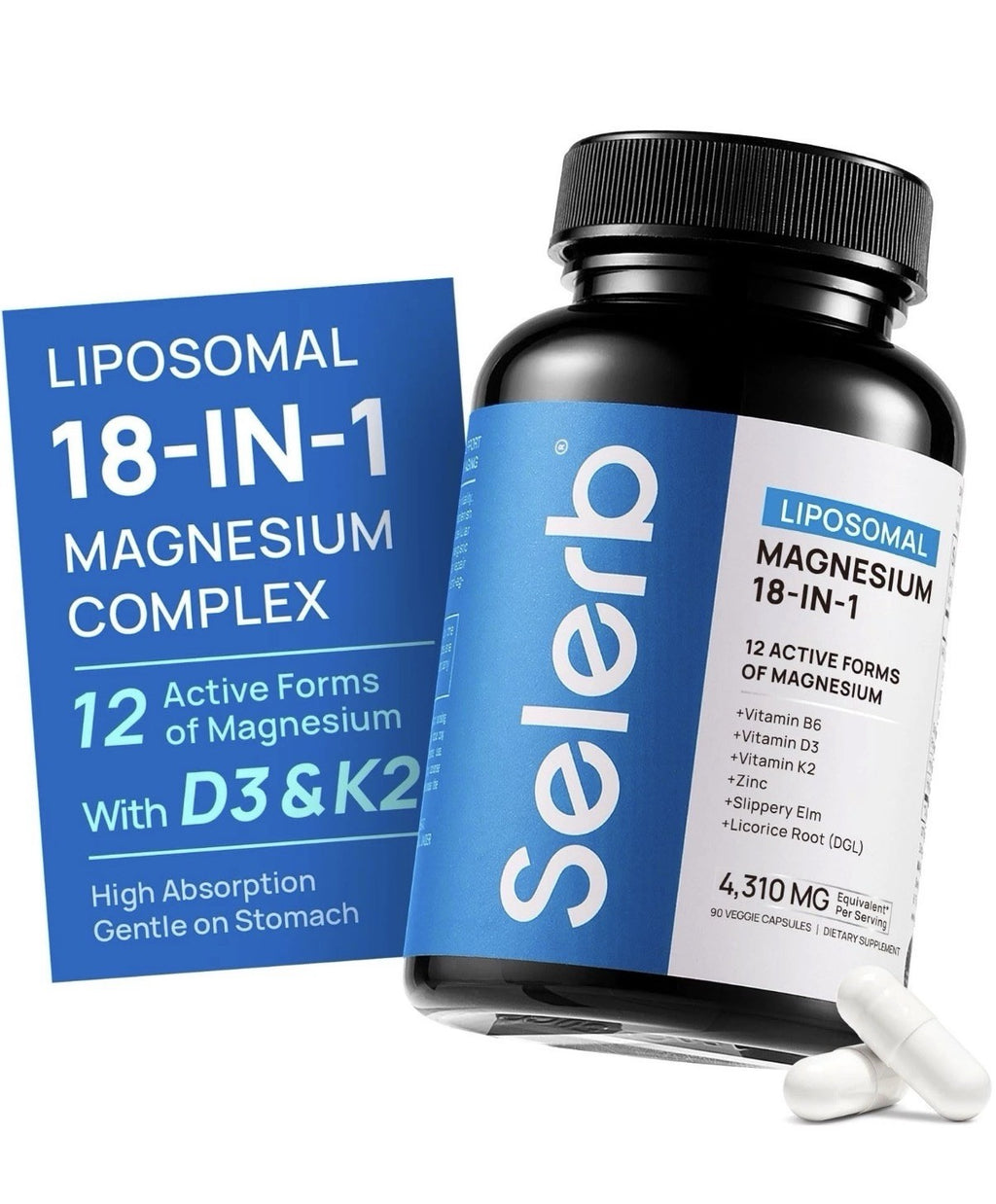 Selerb Liposmoal Magnesium 18 in 1 Complex Supplement for Women and Men 90 Caps