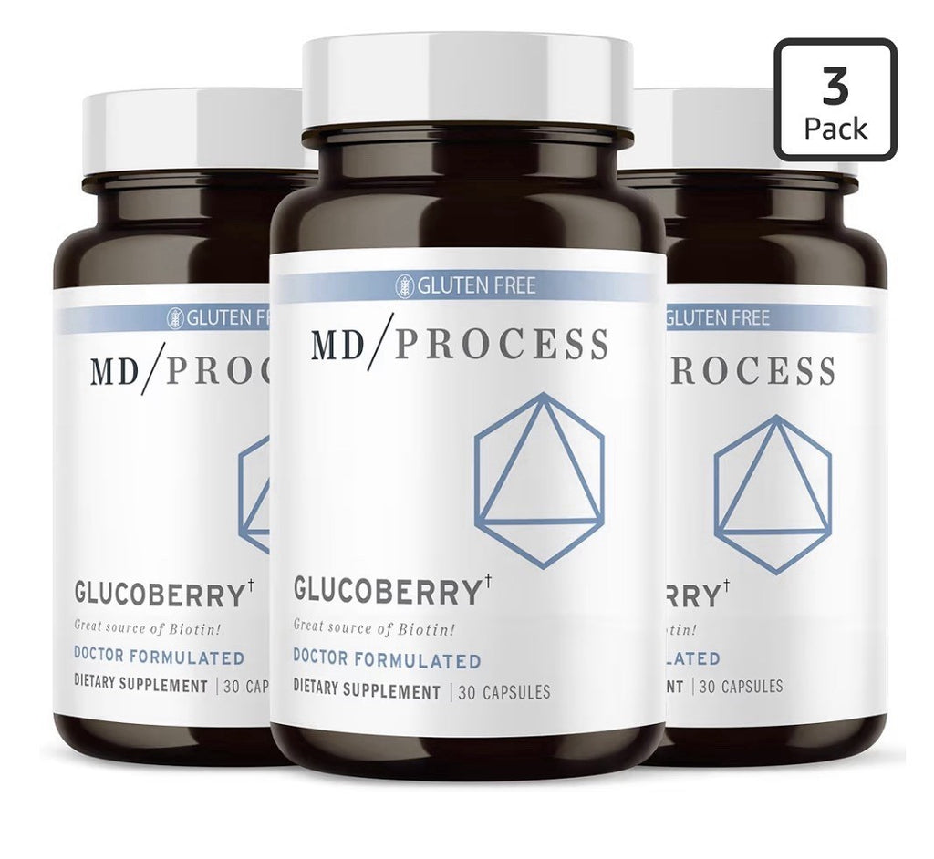 3Pack MD Process GlucoBerry Maqui Berry Chromium Picolinate Blood Health Support