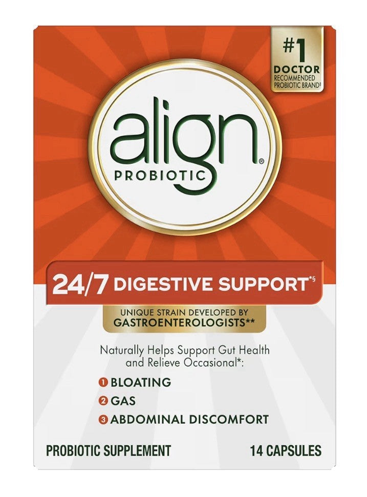 Align Probiotic 24/7 Digestive Support Bloating Gas Help for Women & Men 14 caps