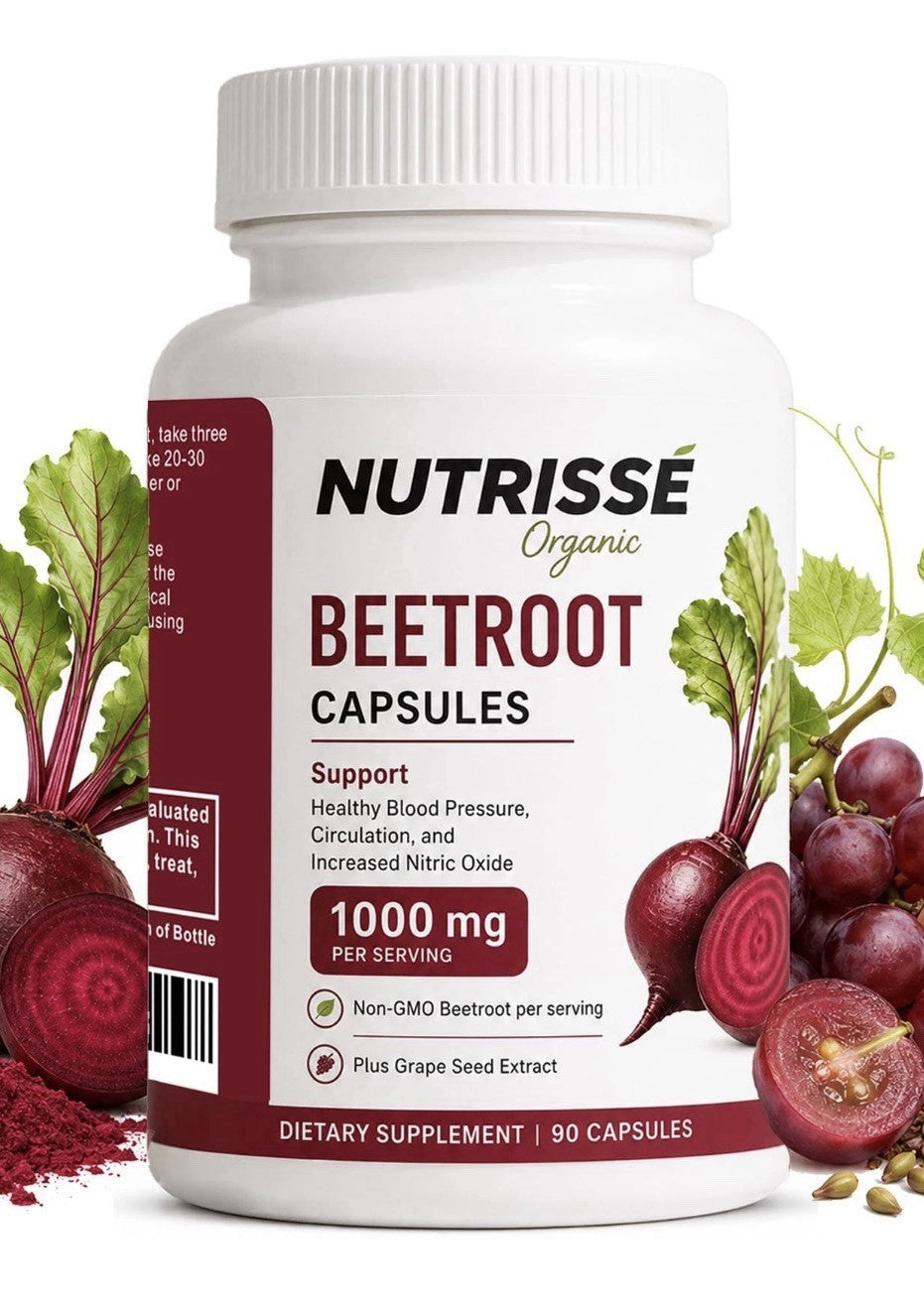 NUTRISSE Beetroot Capsules Blood Pressure Circulation Support Nitric Oxide 90cap