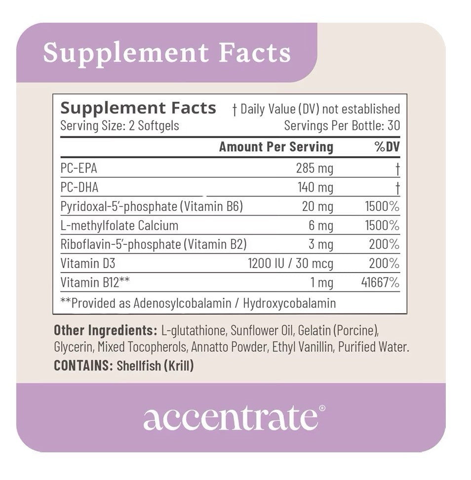 Accentrate110 Combo Focus Supplement Methylated Vitamin B Complex Omega 60 Caps