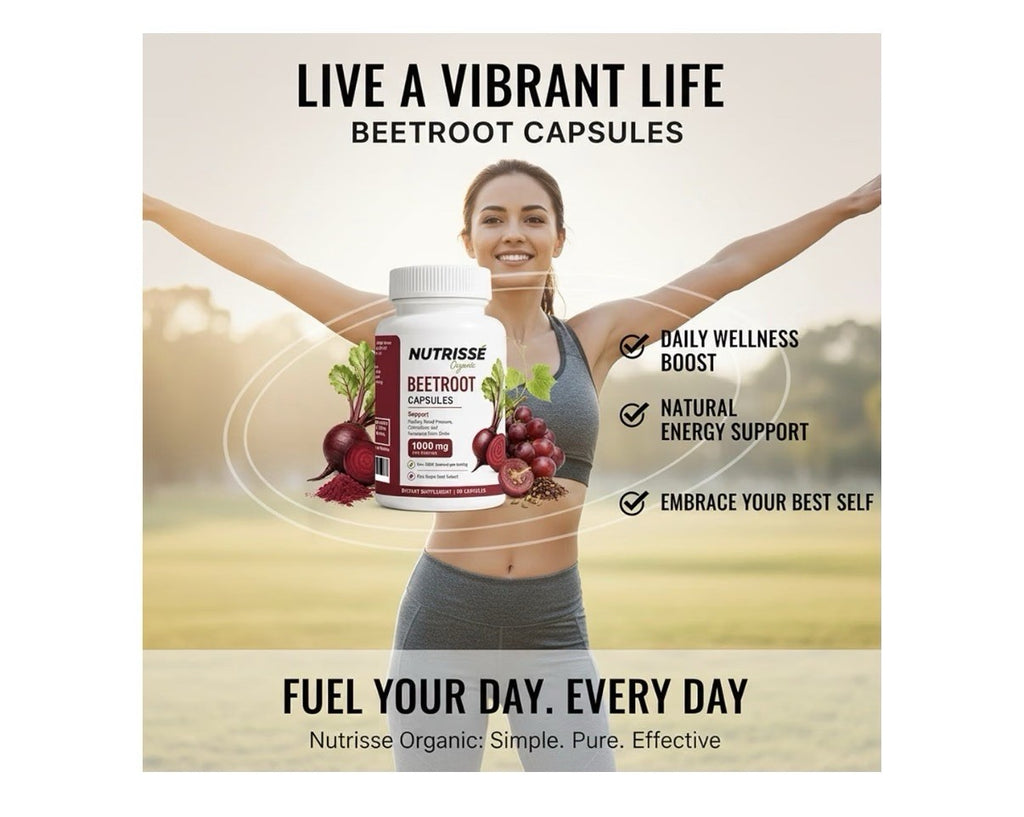NUTRISSE Beetroot Capsules Blood Pressure Circulation Support Nitric Oxide 90cap