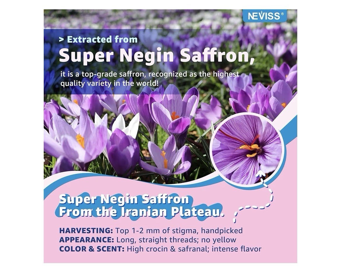 Neviss Saffron Magnesium Glycinate For Kids 4+ Focus Calm Happy Mood 60 Gummies