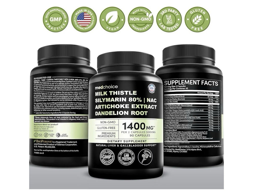 medchoice Milk Thistle Liver Support Supplement w/ NAC Artichoke Dandelion 90cap