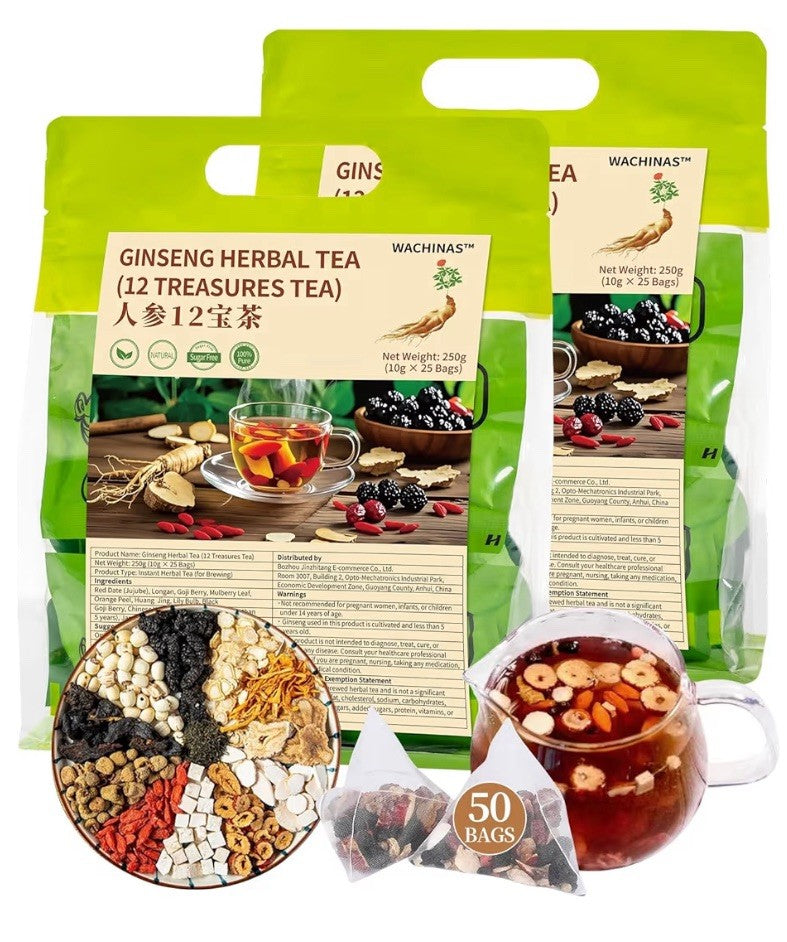 Wachinas Kidney and Liver Detox Cleanse Tea Ginseng Tea 12 Treasures Tea 50 TBag