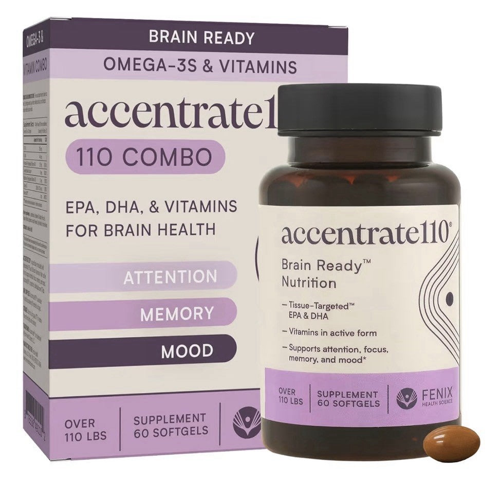 Accentrate110 Combo Focus Supplement Methylated Vitamin B Complex Omega 60 Caps