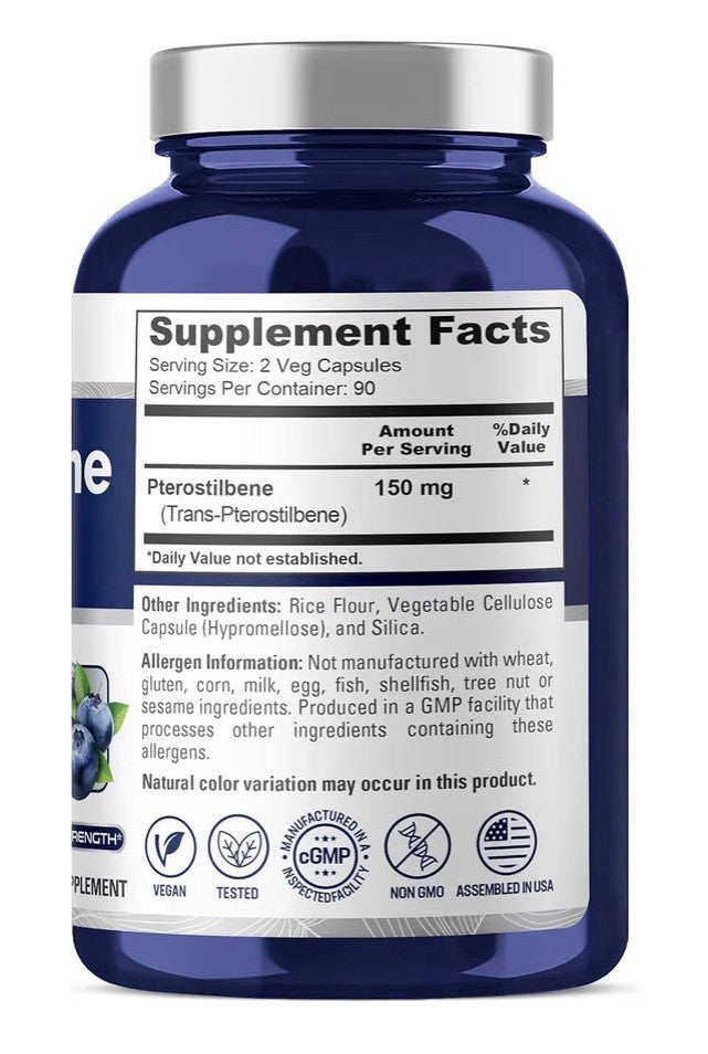 NusaPure Pterostilbene 150mg Per Serving 180 Veg Capsules 90 Servings