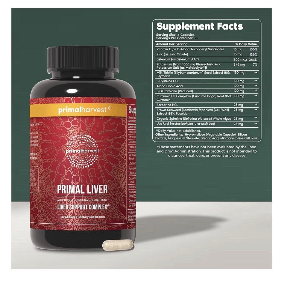 Primal Harvest Primal Liver Supplement Women Men Liver Support Complex 120caps