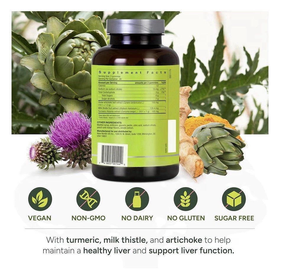 NEW NORDIC Active Liver Vegan Gummies Helps Support Liver Function 60 Gummies