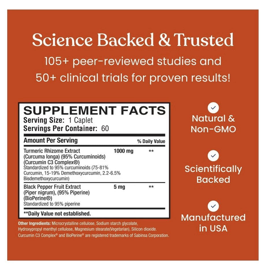 Better Way Health Curcumin Extra Strength C3 Complex With Bioperine 60 Caplets