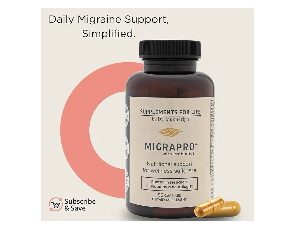 Dr. Munnerlyn MigraPro with Probiotics Brain Gut Health Support Supplement 90cap