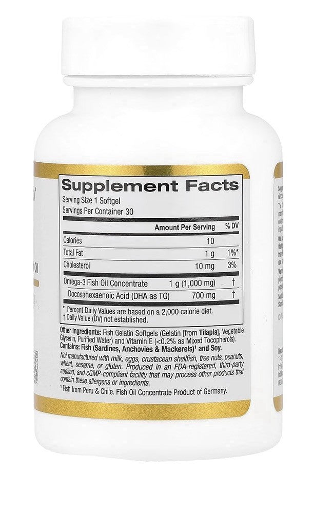 California Gold Nutrition DHA 700 Fish Oil Ultra Concentrated Omega 3 Fish Oil