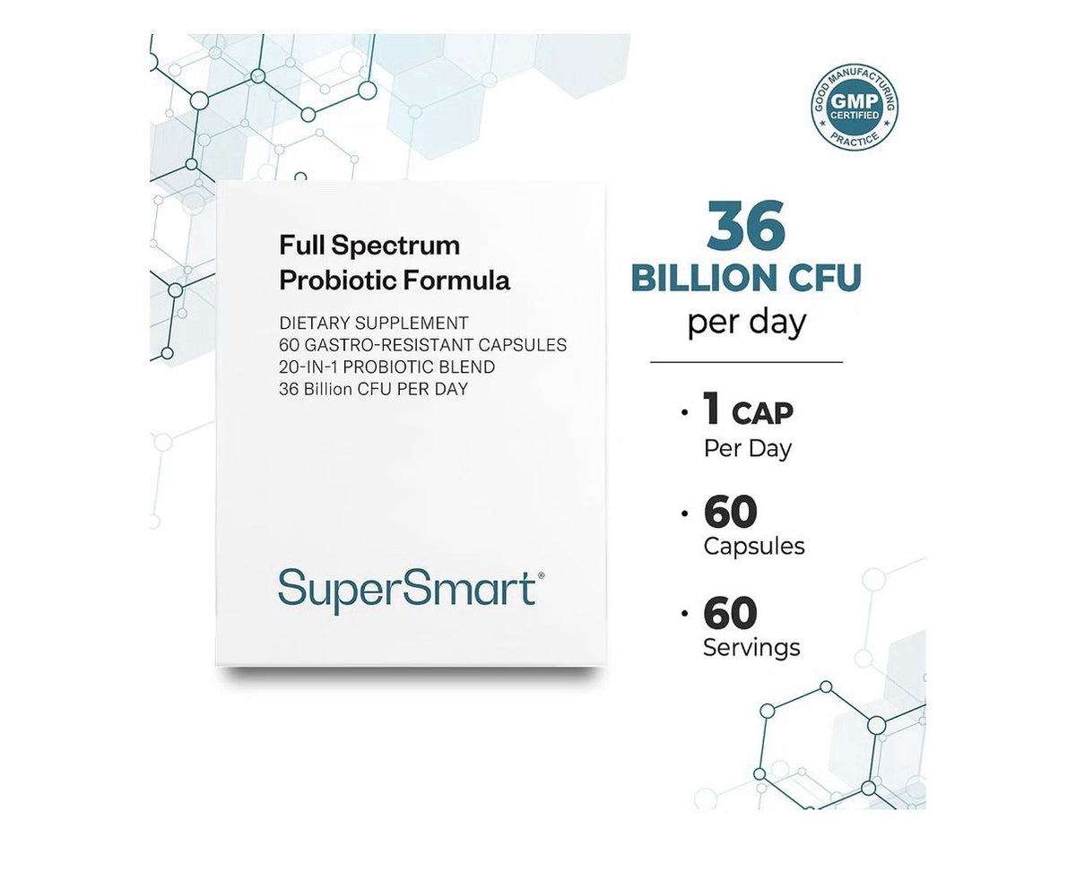 Supersmart Full Spectrum Probiotic Formula 36 Billion CFU per Day 60 Capsules