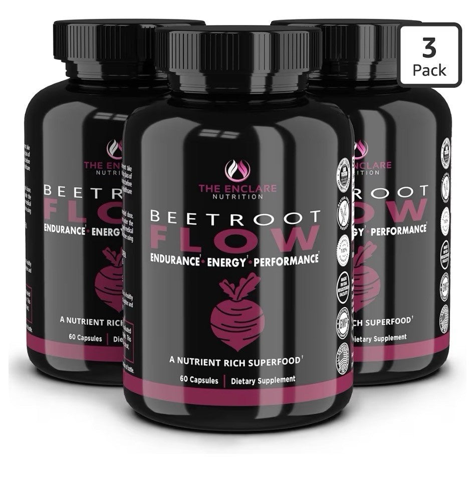 3 Pack THE ENCLARE NUTRITION Beet Rootl 1300mg Flow Endurance Energy Performance