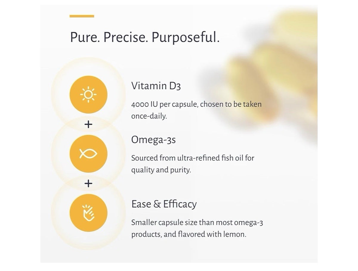 Oxiceutics D&O Glow 4000 IU D3 (100 mcg) Vitamin D3 Omega 3 30 Capsules