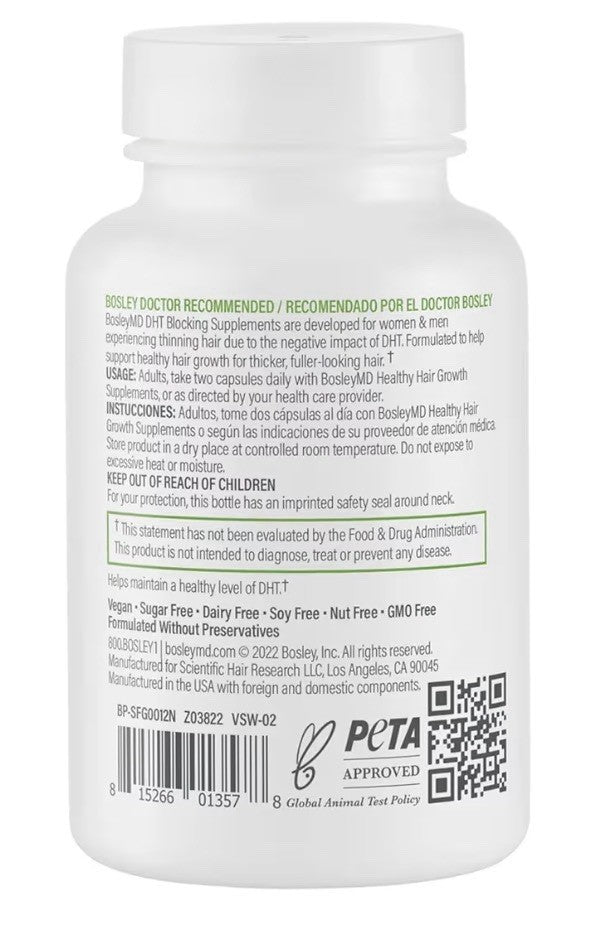 BosleyMD DHT Blocking Supplements Thicker Fuller Hair For Women & Men 60 Capsule