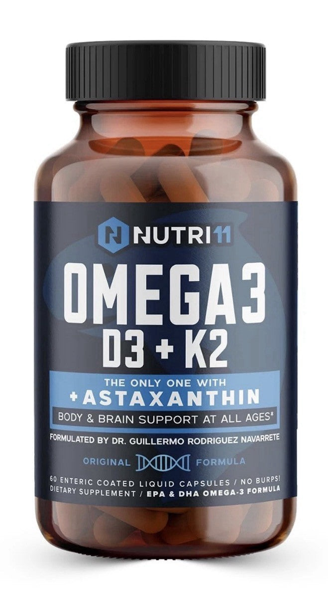 Nutri11 Omega-3 Fish Oil with Vitamin D3, K2 & Astaxanthin Body Brain Support
