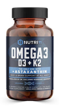 Nutri11 Omega-3 Fish Oil with Vitamin D3, K2 & Astaxanthin Body Brain Support