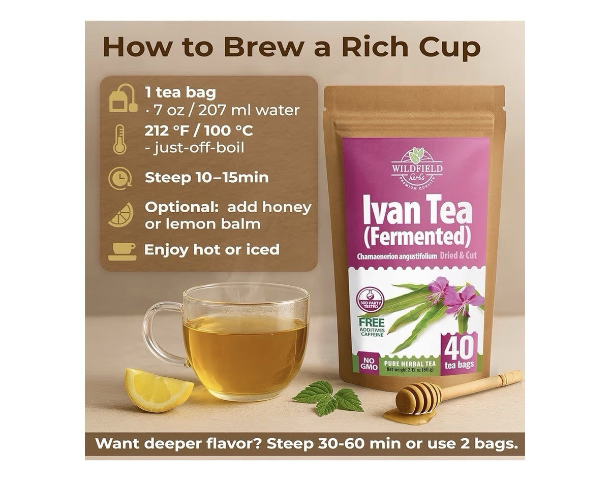 Wildfield Ivan Tea Fermented Blooming Sally Chamaenerion Angustifolum 40 TeaBags