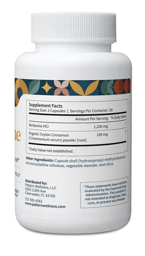 Pattern Wellness Berberine Supports Healthy Cholesterol Blood Sugar Levels 60cap