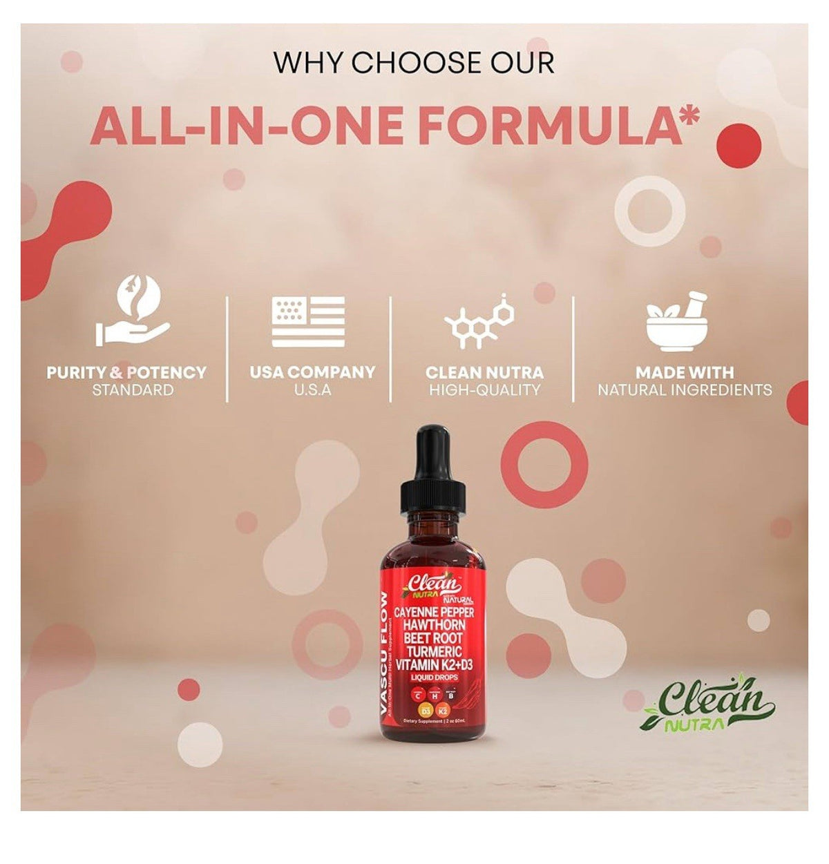Clean Nutra Cayenne Pepper Drops Vascu Glow Supplement Liquid Drops 2oz