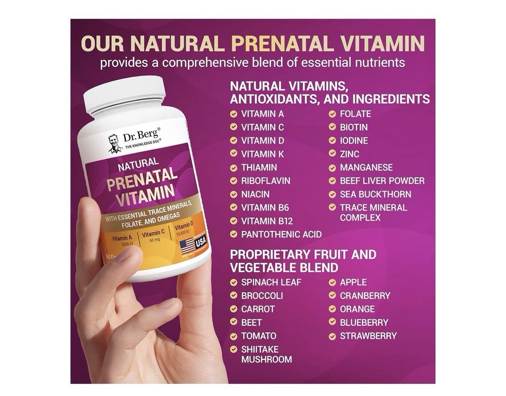 Dr. Berg Natural Prenatal Vitamin With Essential Trace Mineral Folate Omegas 60c