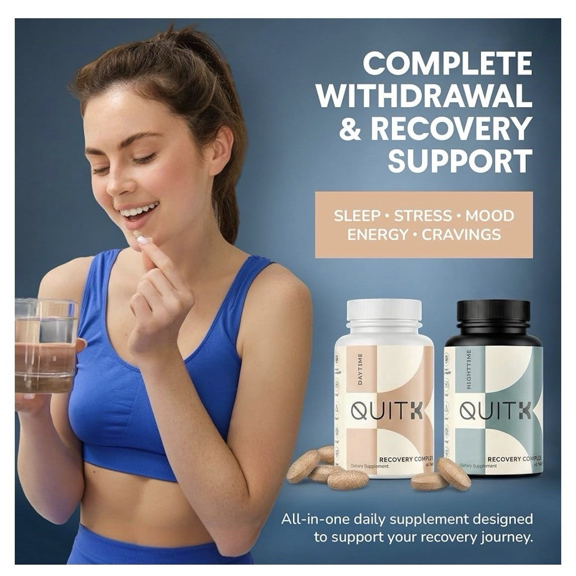 QUITK Withdrawal and Recovery Complex Day And Night Detox Support 30 Day Supply.