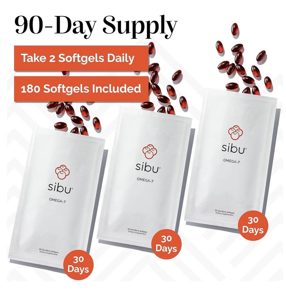 3 Pack sibu Omega-7 Sea Buckthorn For Healthy Skin Hair Nails Dryness