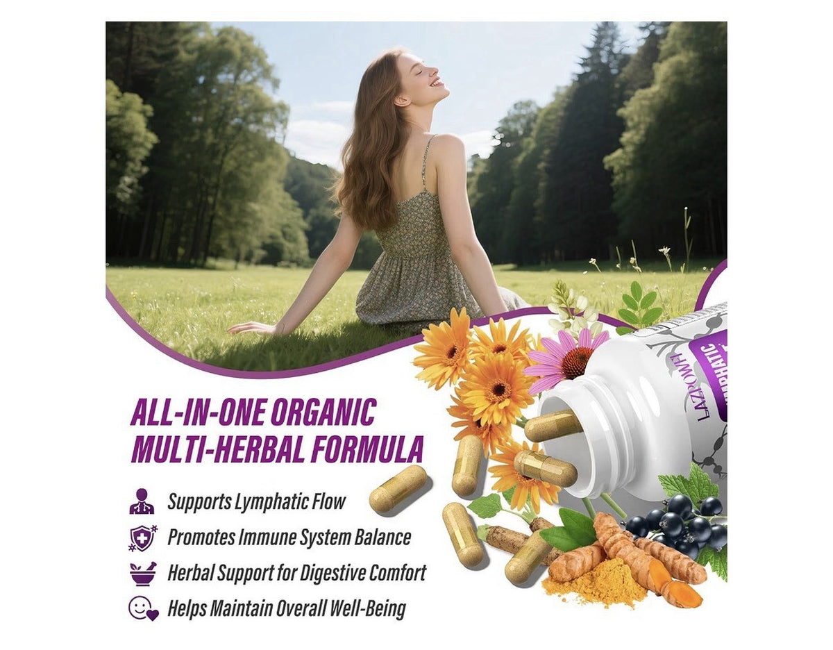 2 Pack LAZPOWFI Lymphatic Drainage 1540mg Lymph System Support For Women & Men