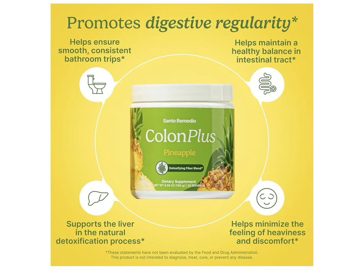 Santo Remedio Colon Plus Detoxifying Fiber Blend Cleanser Pineapple Flavor 186g