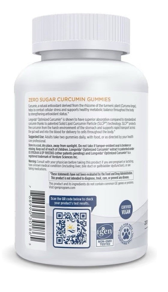 Nordic Naturals Zero Sugar Curcumin Gummies 200mg Mango 60 Gummies 30 Servings