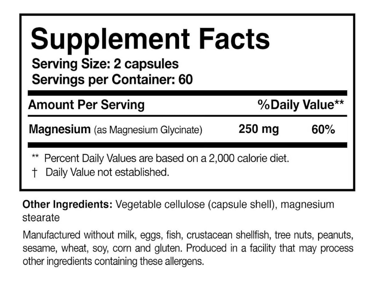 Researched Nutritionals Magnesium Glycinate Relaxation Bone Nerves health 120cap