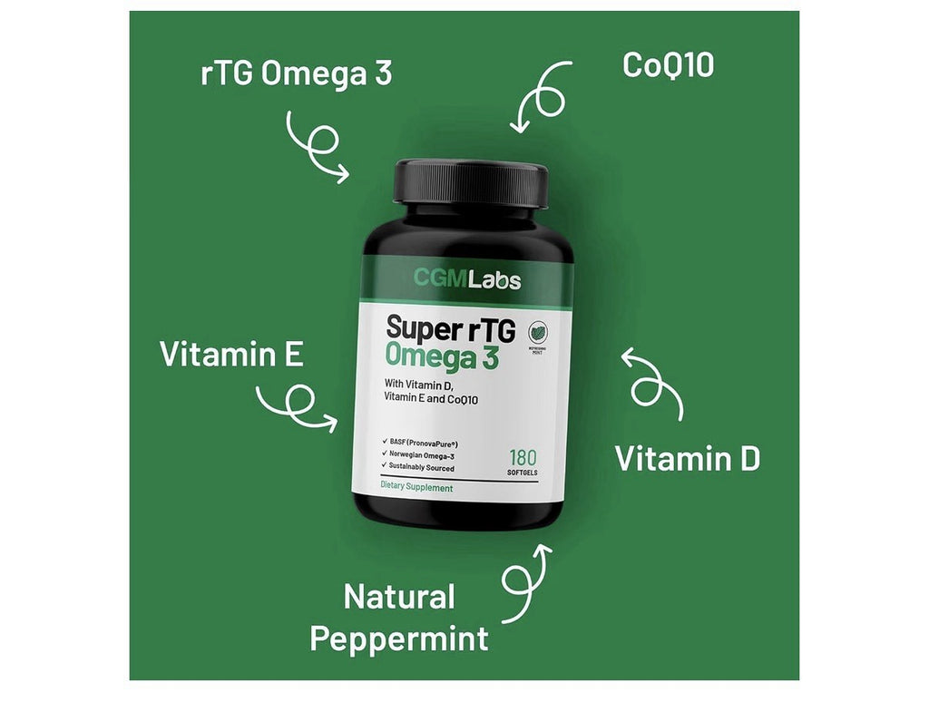 CGMLABS Super rTG Omega 3 Norwegian Fish Oil with vitamin D, E, CoQ10 180capsule
