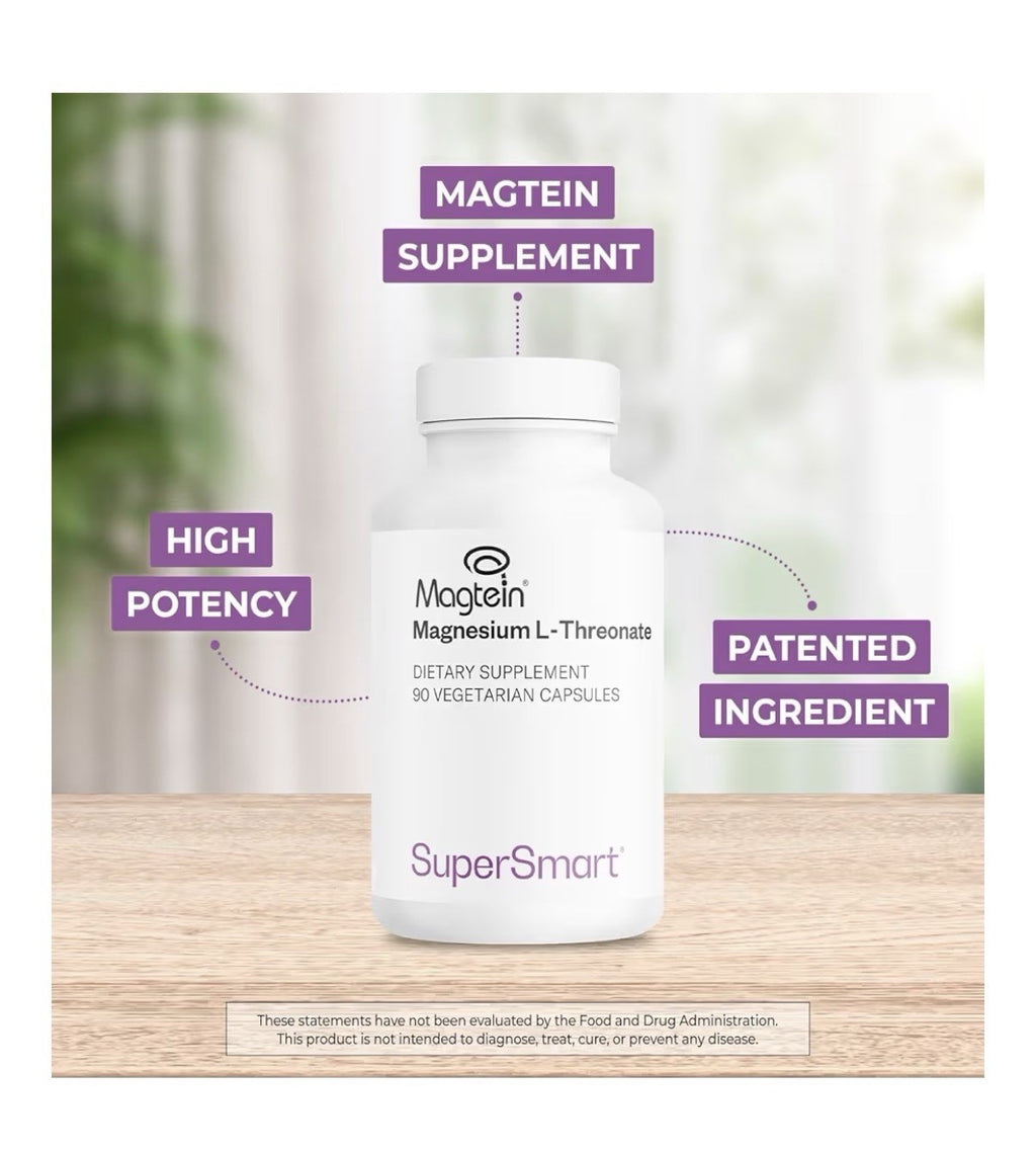 SuperSmart Magnesium L-Threonate 2000mg per Day Supplement 120 Capsules