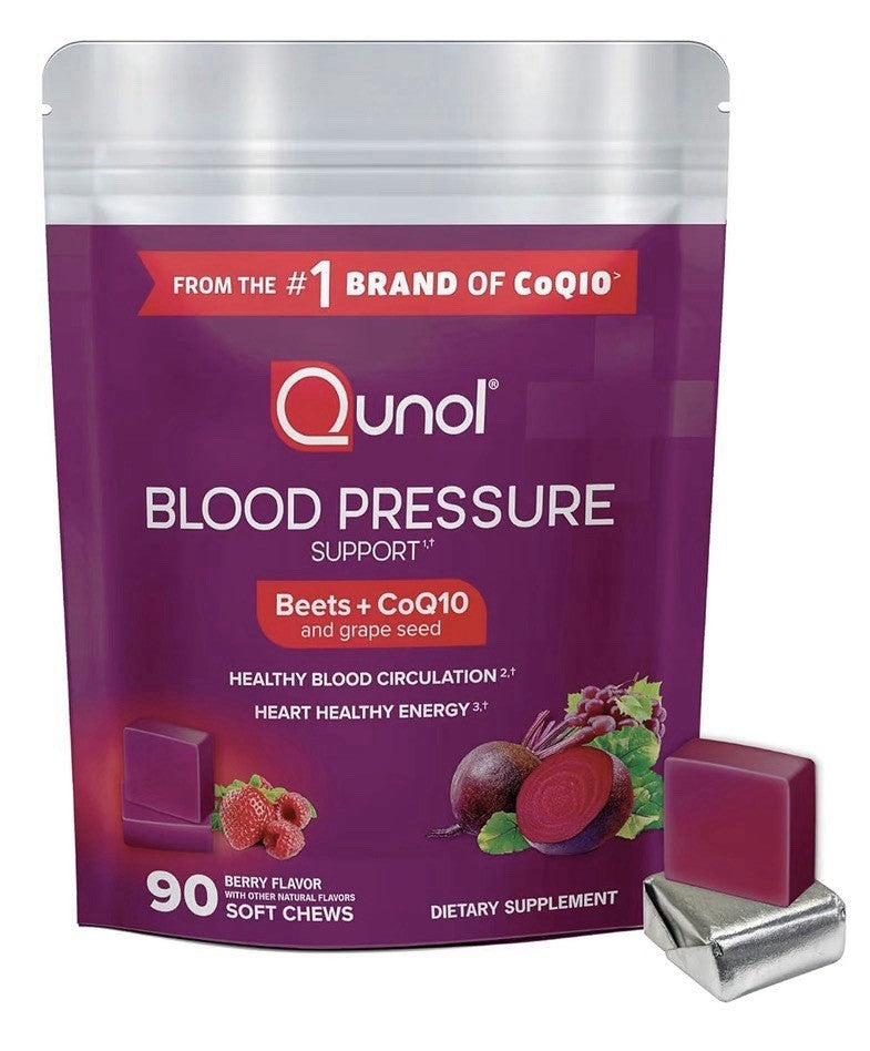 Qunol Blood Pressure Support Beet with CoQ10 Heart Circulation Health 90 Chews