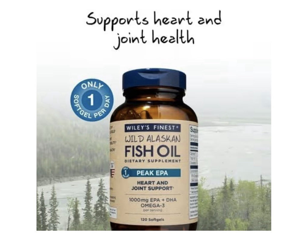 Wiley's Finest Wild Alaskan Fish Oil Peak EPA Heart  Joint Support 120 Softgels