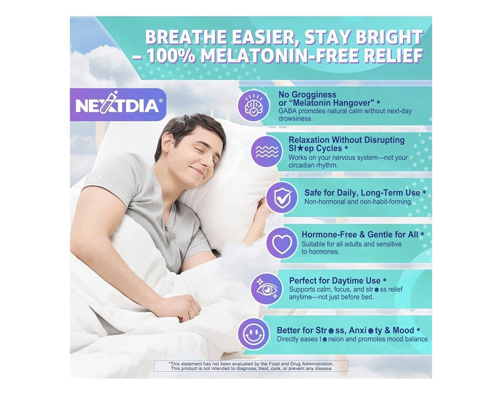 Nextdia GABA Clam Gummies 1000mg MelatoninFree Sleep Aid Calm Mood 60 Gummies