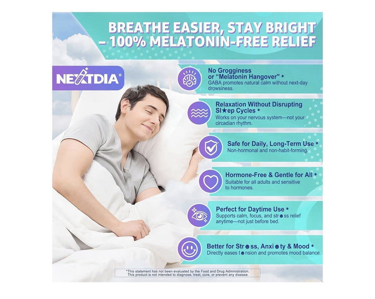 Nextdia GABA Clam Gummies 1000mg MelatoninFree Sleep Aid Calm Mood 60 Gummies