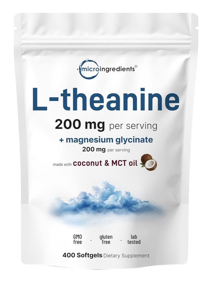 Micro Ingredients L-theanine 200mg Per Serving + Magnesium Glycinate 400 Softgel