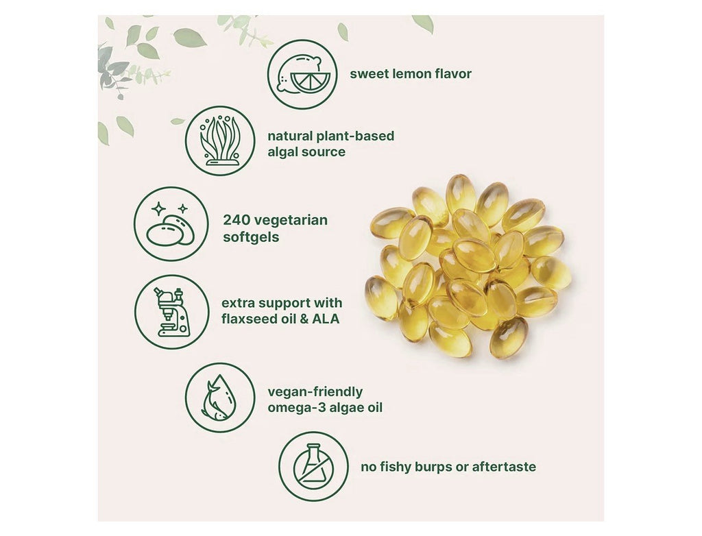 Micro Ingredients Vegan Omega 3 Algae Oil 1,250mg Per Serving 240Veggie Softgels