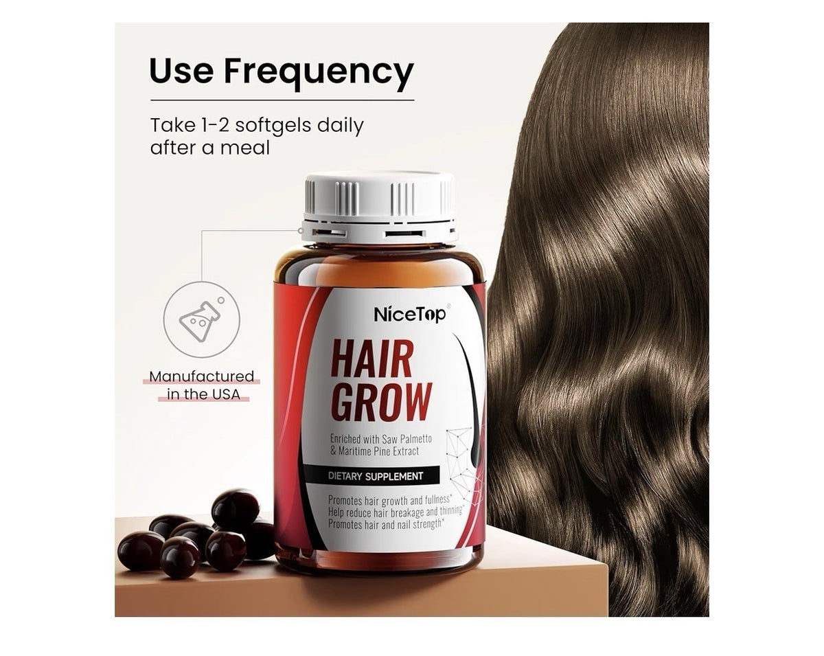 2 Pack NiceTop Hair Grow Supplement Hair Growth Fullness Reduce Hair Breakage