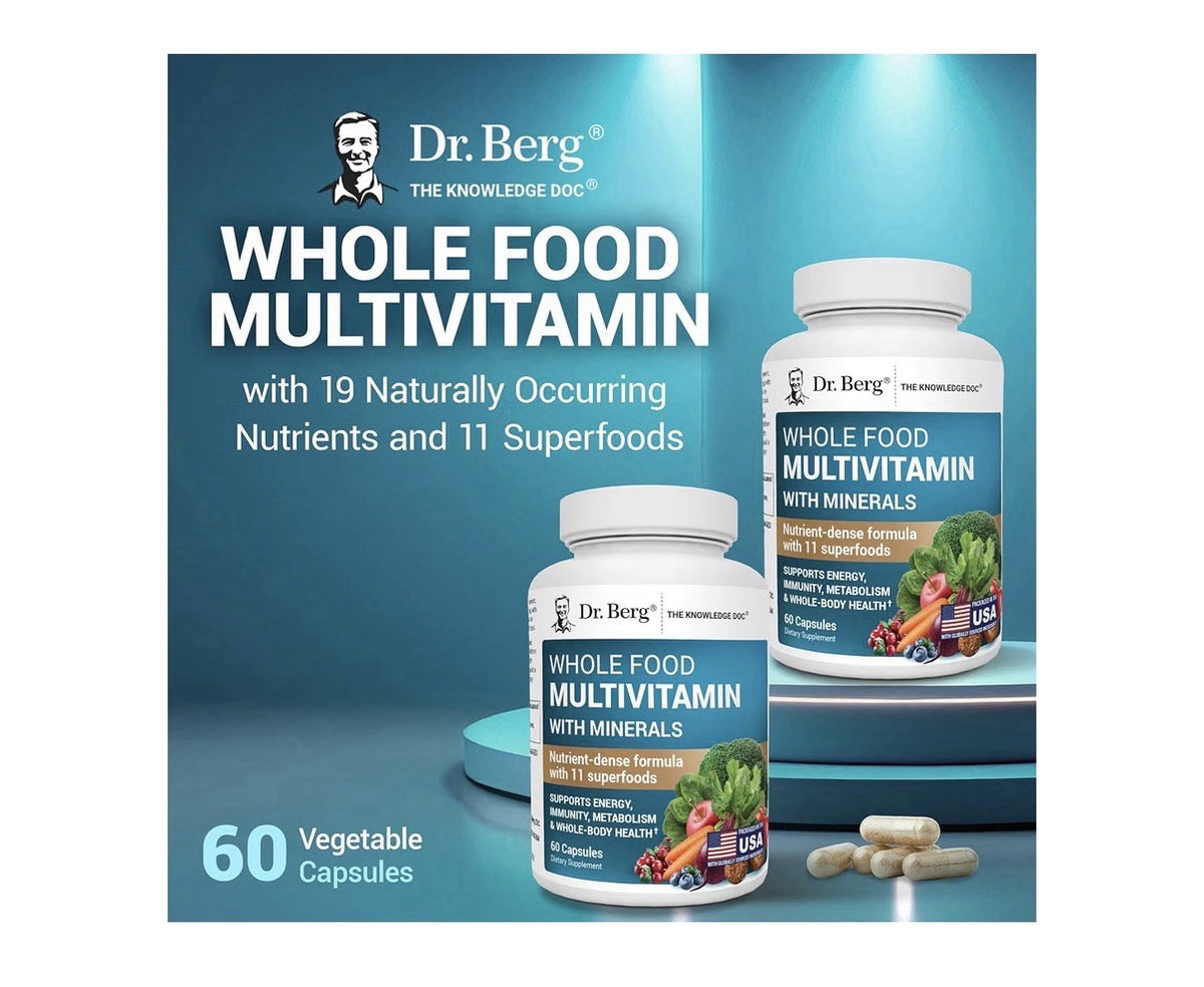 Dr. Berg Whole Food Multivitamin with Minerals Supports Whole Body Health 60caps