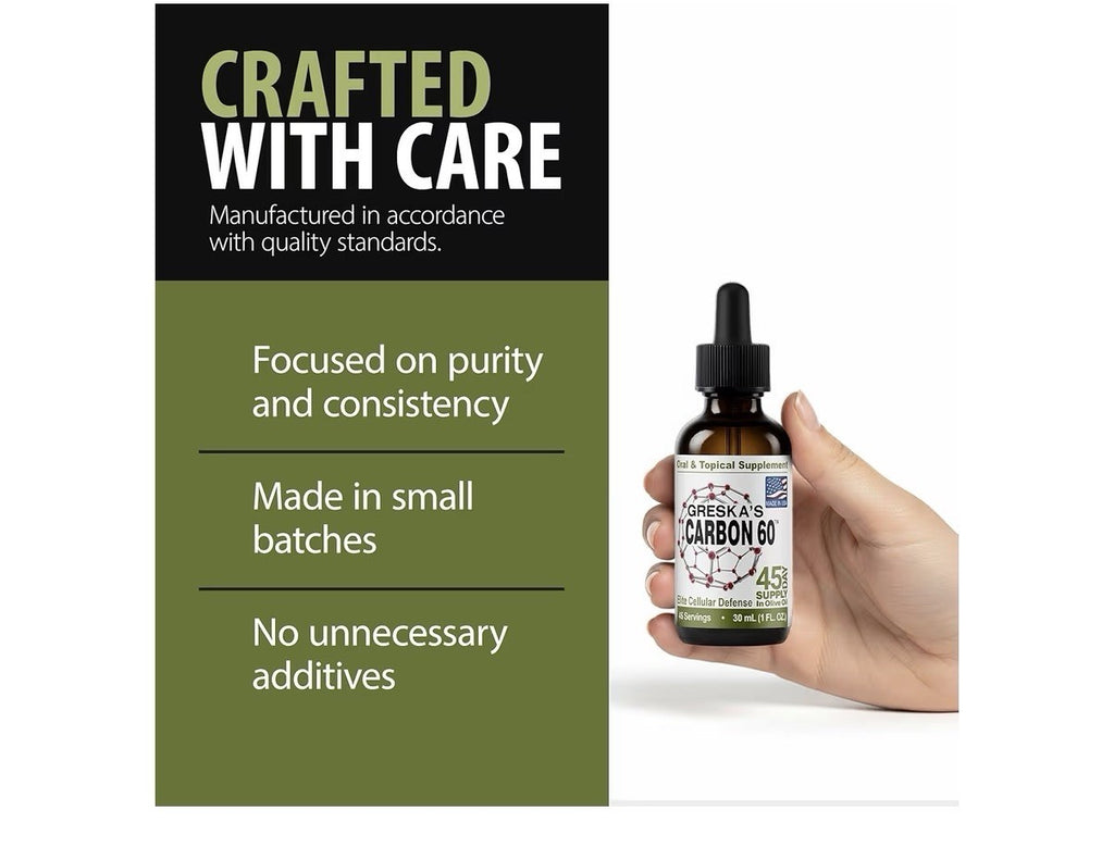 Greska's Carbon-60 Organic Olive Oil Health Energy Vitality Focus 45 Day Supply