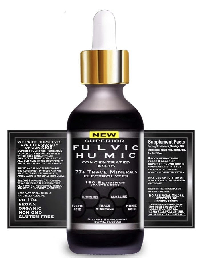 SUPERIOR FULVIC HUMIC Fulvic Humic Mineral Blend Superior X935 Drops 50ml 180srv