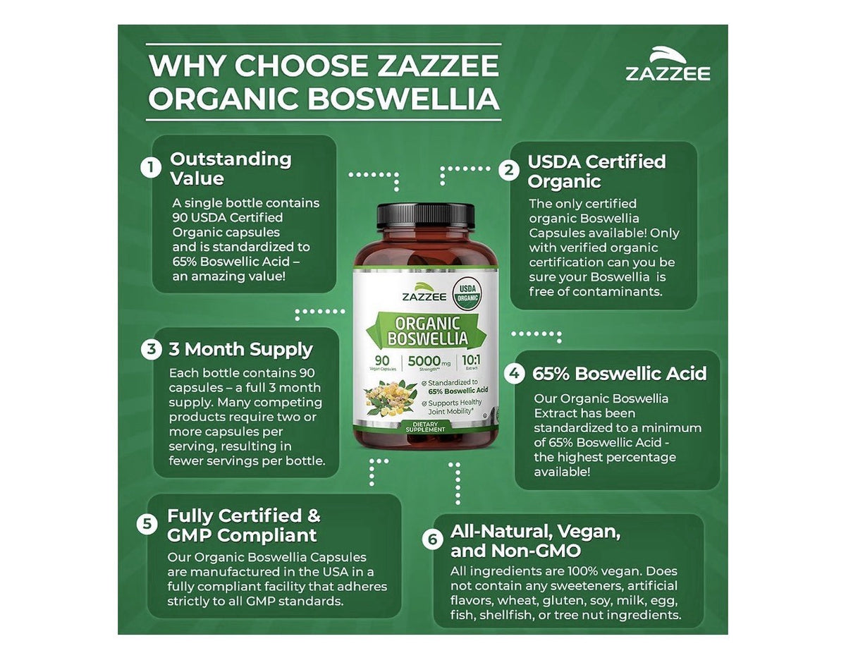 Zazzee Boswellia Supports Healthy Joint Mobility 3 Month Supply 90 Capsules